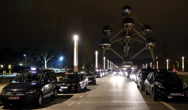 Brüksel'de Uber protestosu