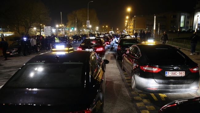 Brüksel'de Uber protestosu