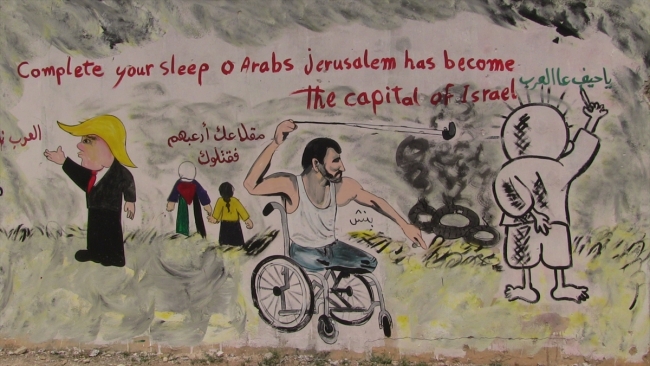 Suriyeli sanatçıdan Kudüs ve Gazze'ye grafitili destek