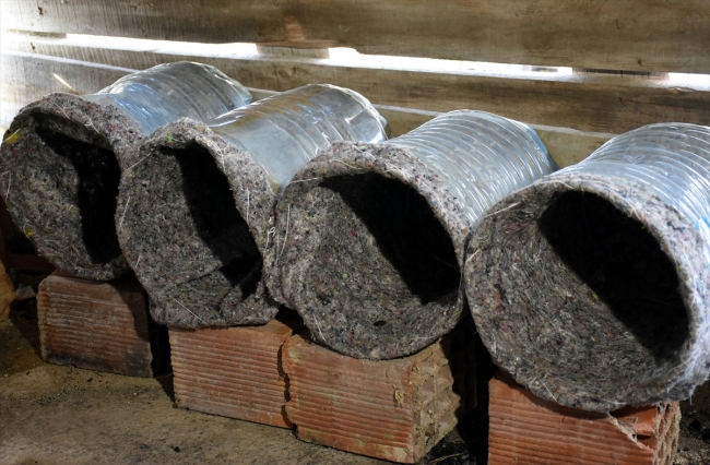 Eski damacana ve battaniyeler kedilere yuva oldu