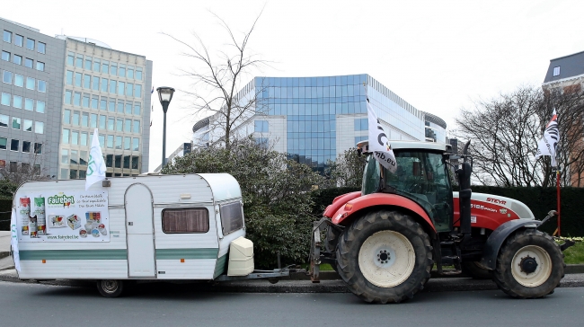 Brüksel'de çiftçiler AB'nin tarım ve hayvancılık politikalarını protesto etti