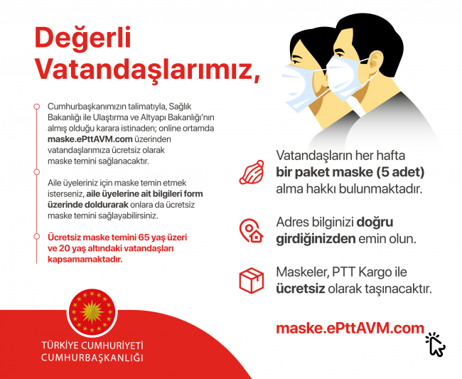 PTT ücretsiz maske dağıtımına başladı