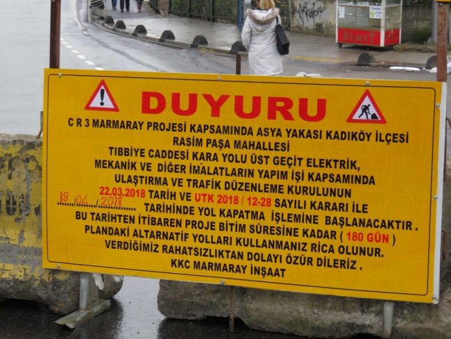 Kadıköy Tıbbiye Caddesi  1 yıl süreyle trafiğe kapatıldı