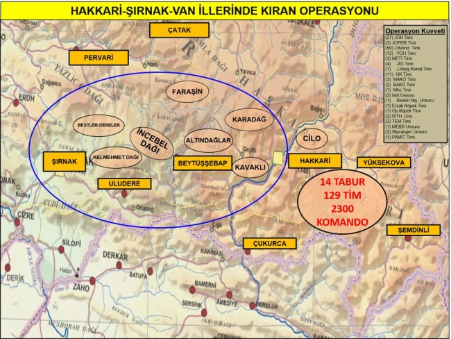 Terör örgütü PKK'ya Kıran Operasyonu: 129 tim katılıyor