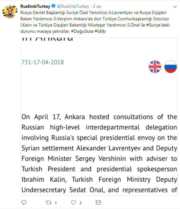 Rusya ve Türkiye arasında özel Suriye görüşmesi