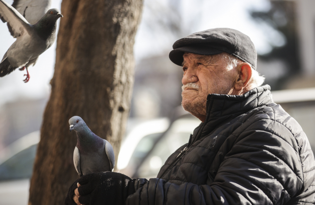 86 yaşındaki ayakkabı boyacısının en yakın arkadaşı güvercinler