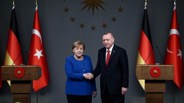 Cumhurbaşkanı Recep Tayyip Erdoğan ile Almanya Şansölyesi Angela Merkel. Fotoğraf: AA