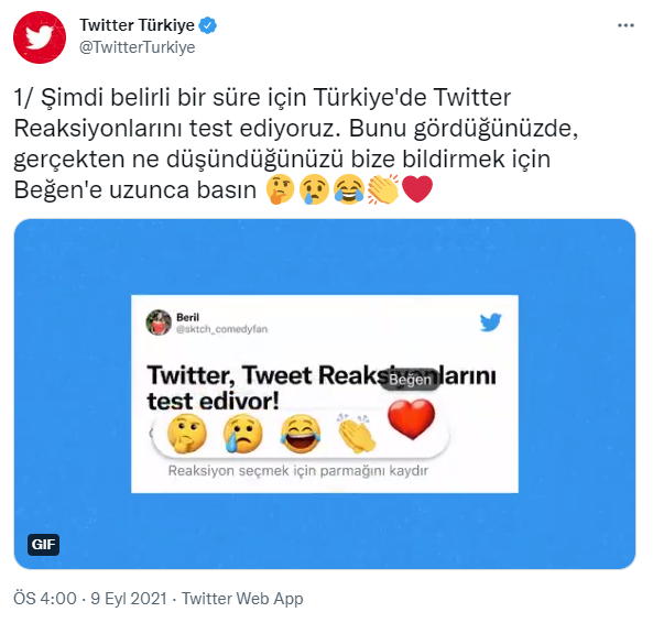 Twitter'da emojilerle tepki verme özelliği ilk olarak Türkiye'de test edilecek