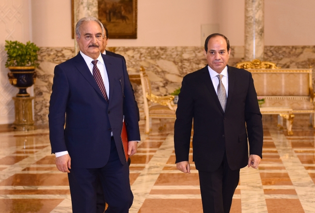 Hafter ve Mısır Cumhurbaşkanı Sisi, Kahire, 14 Nisan 2019: Fotoğraf: AFP