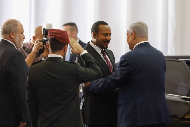 Etiyopya Başbakanı Abiy Ahmed, İsrail Başbakanı Binyamin Netanyahu ile. 1 Eylül 2019, Kudüs. Fotoğraf: AFP