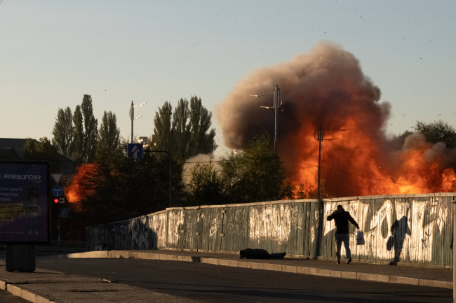 Kiev'de gerçekleştirilen bir kamikaze İHA saldırısı... Fotoğraf: AFP