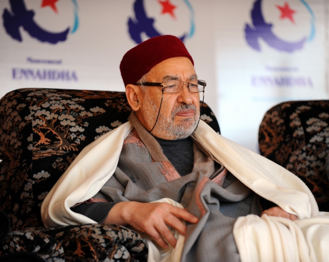  Siyasi rakiplerine karşı verdiği tavizler ve uzlaşı adımlarıyla tanınan Gannuşi, teşkilat içinde bilge kişi anlamıyla ''Şeyh'' lakabını kazandı. Fotoğraf: AFP