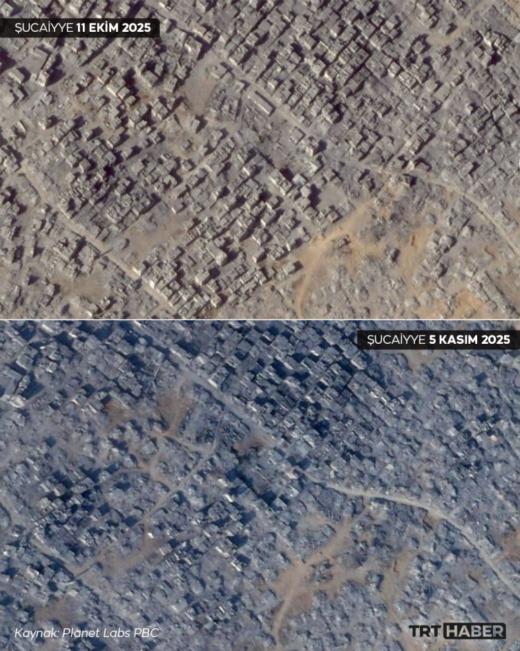 Uydu görüntülerine göre İsrail, ateşkes sonrası Gazze'de 1500'den fazla binayı yıktı