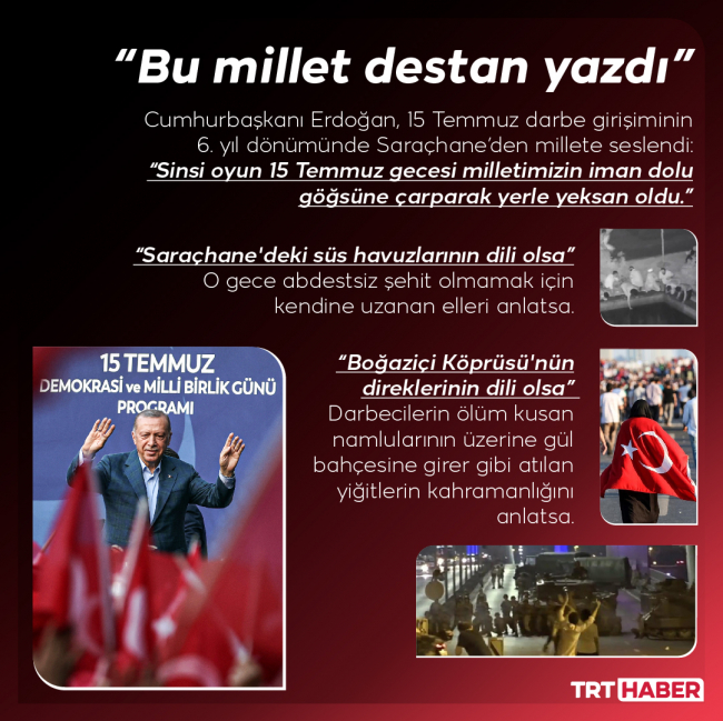 Cumhurbaşkanı Erdoğan: 15 Temmuz'da bu millet destan yazdı