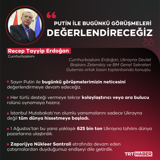 Erdoğan'dan ara buluculuk mesajı: Putin ile bugünkü görüşmeleri değerlendireceğiz