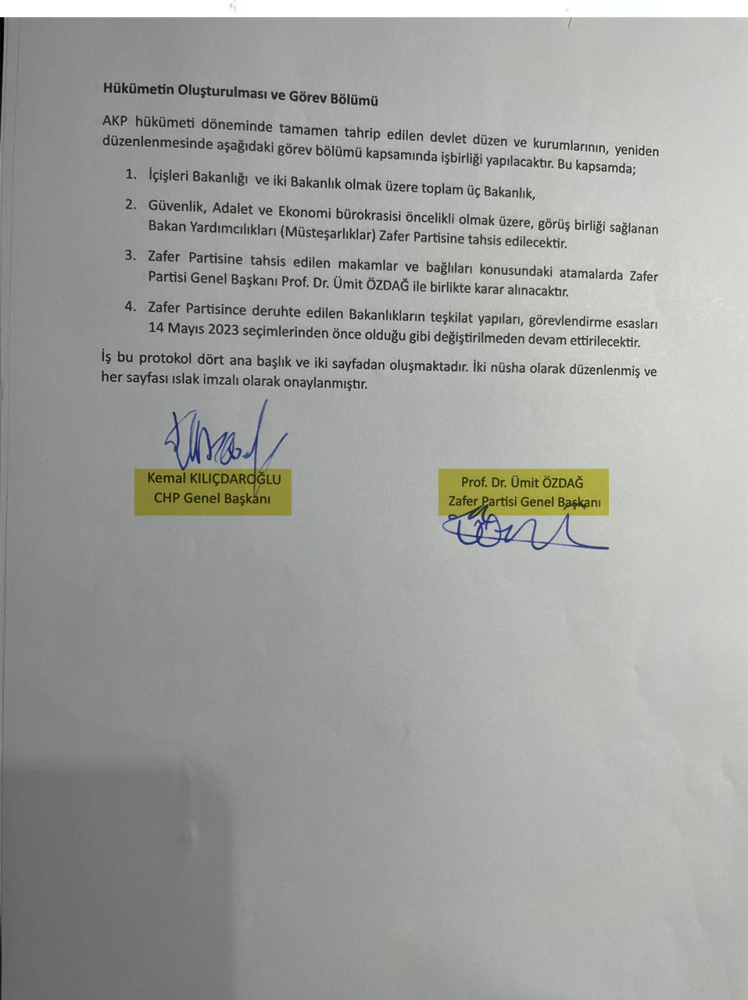 CHP ve Zafer Partisi'nin 'gizli protokolü'nün maddeleri ortaya çıktı