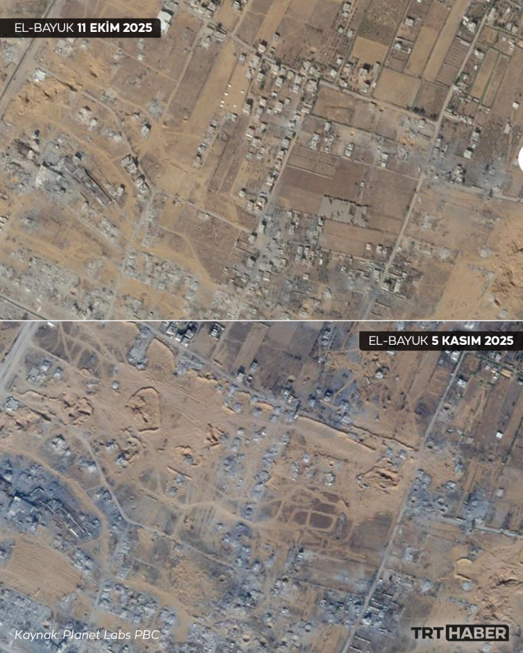 Uydu görüntülerine göre İsrail, ateşkes sonrası Gazze'de 1500'den fazla binayı yıktı