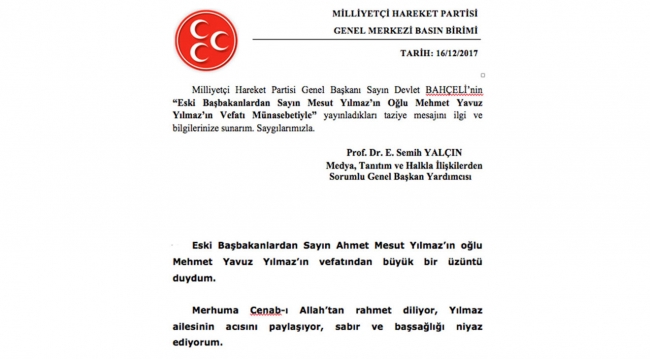 Kılıçdaroğlu ve Bahçeli'den Yılmaz ailesine taziye