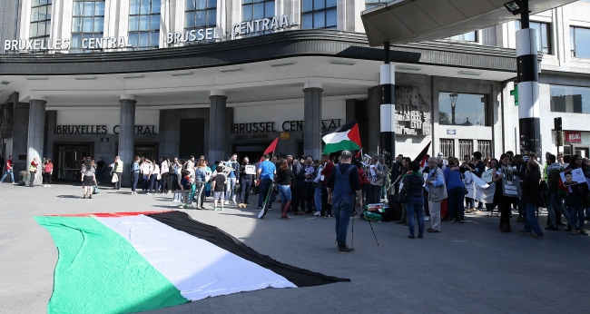 Brüksel'de Filistinli mahkumlara destek gösterisi