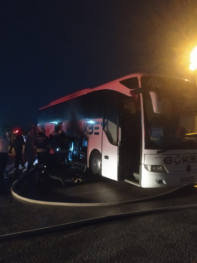 Konya'da yolcu otobüsünde yangın çıktı
