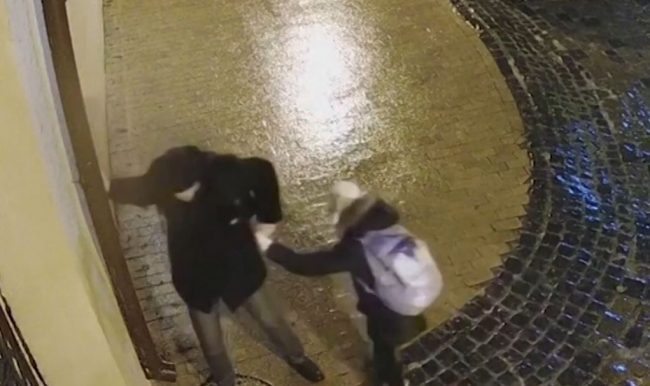 Buz tutan yolda ilerlemeye çalıştı, defalarca yere düştü