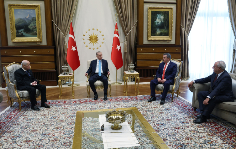 Cumhur İttifakı liderlerinden Cumhurbaşkanı Erdoğan'a 'geçmiş olsun' ziyareti