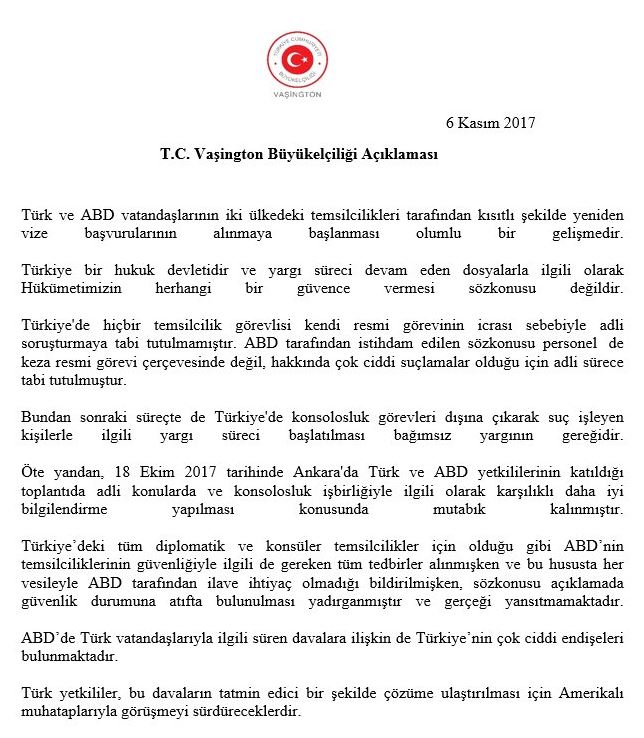 ABD’nin vize açıklamasına Türkiye’den yanıt