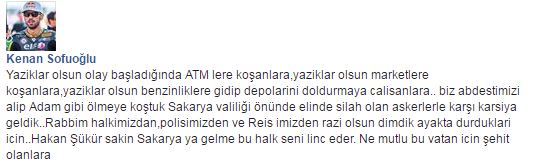 'Hakan Şükür sakın Sakarya'ya gelme'