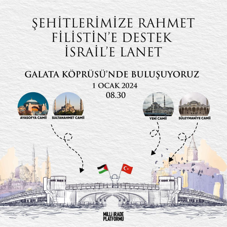 İstanbul'da binlerce kişi şehitler ve Filistin için buluşacak