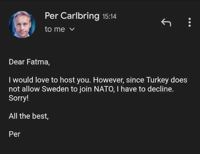 İsveçli profesör, İsveç'in NATO üyeliği nedeniyle Türk öğrenciyi cezalandırdı