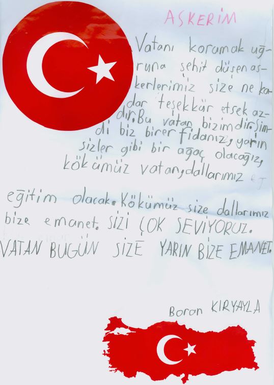 Öğrencilerden Mehmetçiğe teşekkür mektubu