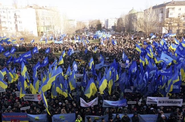 Ukrayna'nın başkenti Kiev'in Bağımsızlık Meydanı'nda yönetim karşıtı protestolar, 2014. Fotoğraf: Reuters