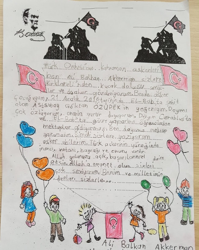 Şehit yeğeninden Afrin kahramanlarına mektup