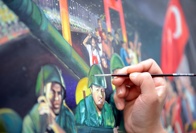 15 Temmuz'da yaşananlar yağlı boya tablolarıyla ölümsüzleştiriliyor