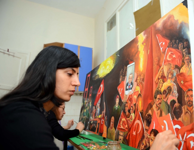 15 Temmuz'da yaşananlar yağlı boya tablolarıyla ölümsüzleştiriliyor