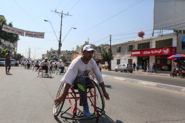 Filistinli engelliler İsrail hapishanelerindeki Filistinli hasta mahkumlar için yarıştı