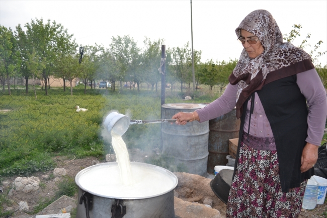 Kızıl çifti, organik yoğurt satarak geçimini sağlıyor