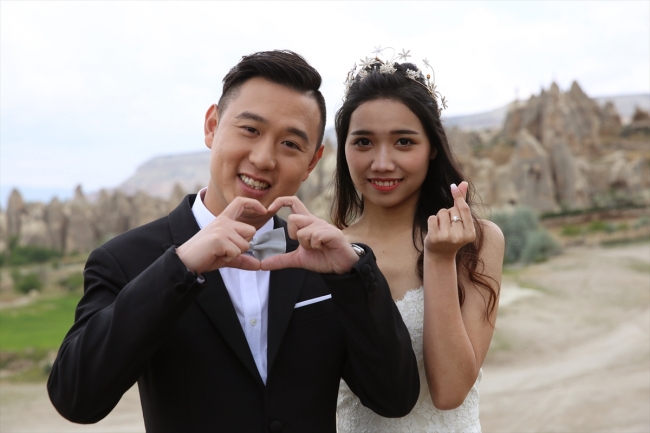 Turistlerin düğün fotoğrafı için favori mekanı: Kapadokya