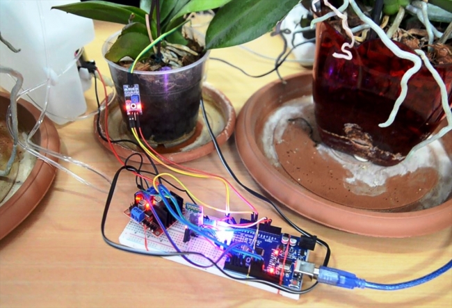 Kütahya'da lise öğrencileri cep telefonundan çiçek sulayan sistem geliştirdi