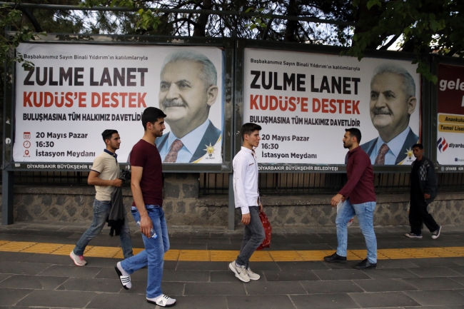 Diyarbakır 'Zulme Lanet Kudüs'e Destek' mitingi için hazır