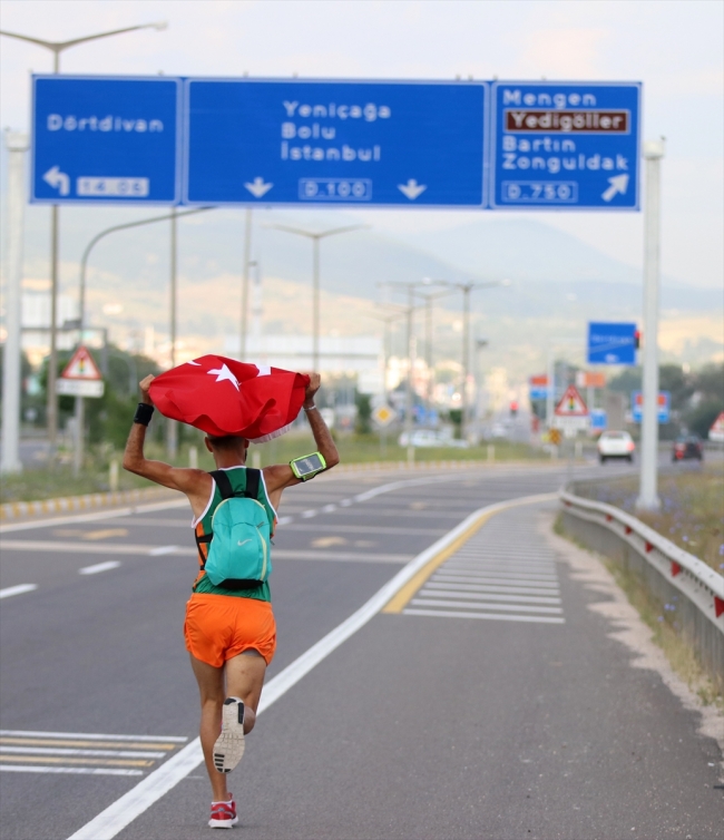 Amatör atlet '15 Temmuz Vefa Koşusu' için Bolu'ya ulaştı
