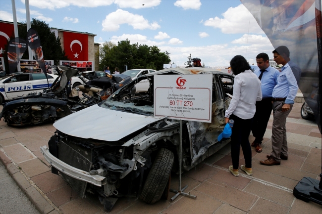 15 Temmuz'da bombalanan ve ezilen araçlar TBMM'de sergileniyor