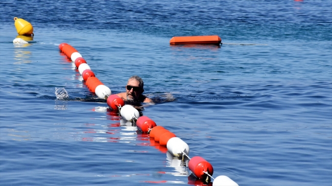 Bodrum’da görme engellilere özel yüzme parkuru açıldı