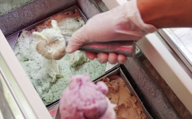 Kazdağları'ndan gelen bitkilerle rengarenk dondurmalar