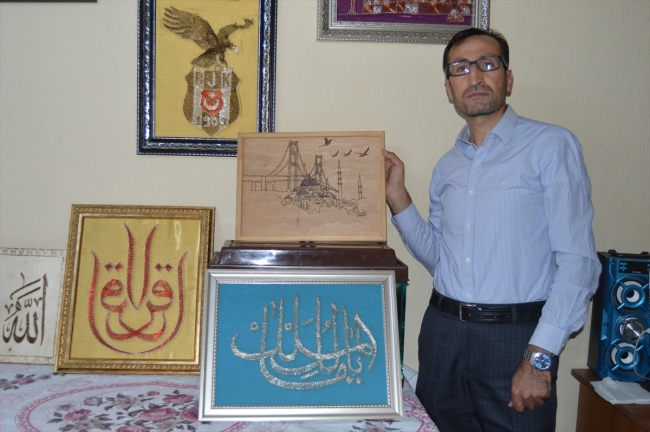 Filografi ve ahşap yakma ustası imamın eserleri ilgi görüyor