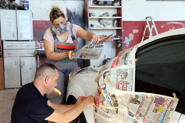 "Yapamazsın" diyenlere aldırmadı, sanayi sitesinde oto boyacısı oldu