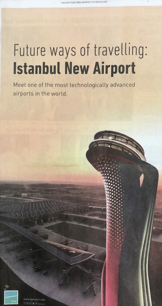 İstanbul Havalimanı için New York Times'a tam sayfa ilan