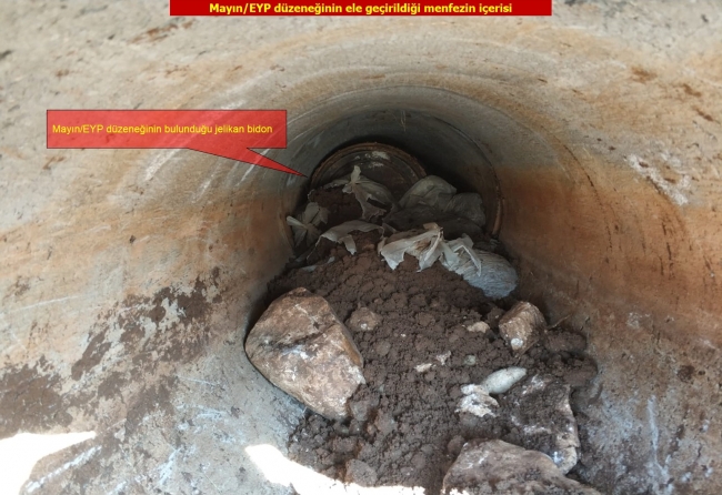 PKK'lı teröristlerin menfeze yerleştirdiği patlayıcı imha edildi