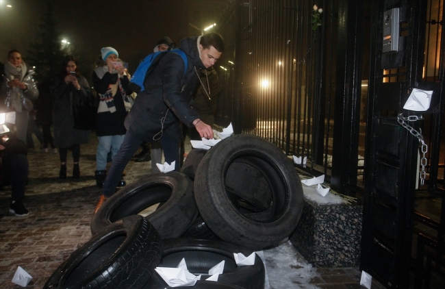 Ukrayna'nın başkentinde Rusya protestosu