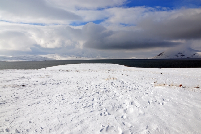 Türkiye'nin en yüksek göllerinden "Balık Gölü" beyaza büründü